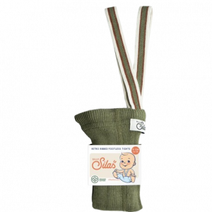 SILLY SILAS | Olive Stripped – Bas Collants Sans Pieds